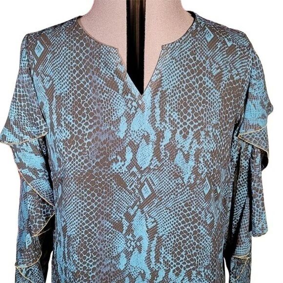 Thalia Sodi Snake-Print Ruffled-Sleeve Top Sz S - Picture 5 of 13
